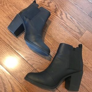H&M Black Leather Slip On Booties